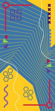 Çizgili ve Eğri Şekilli Soyut Geometrik Arkaplan. Organik Eğriler ve Çizgilerle Zarif Geometrik Arkaplan. Vektör Soyut Arkaplan Çizgileri, Eğriler ve Dekoratif Mozaik Şekiller