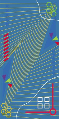 Çizgili ve Eğri Şekilli Soyut Geometrik Arkaplan. Organik Eğriler ve Çizgilerle Zarif Geometrik Arkaplan. Vektör Soyut Arkaplan Çizgileri, Eğriler ve Dekoratif Mozaik Şekiller
