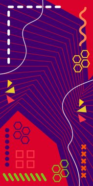 Çizgili ve Eğri Şekilli Soyut Geometrik Arkaplan. Organik Eğriler ve Çizgilerle Zarif Geometrik Arkaplan. Vektör Soyut Arkaplan Çizgileri, Eğriler ve Dekoratif Mozaik Şekiller