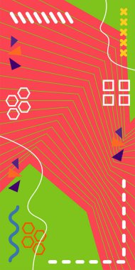 Çizgili ve Eğri Şekilli Soyut Geometrik Arkaplan. Organik Eğriler ve Çizgilerle Zarif Geometrik Arkaplan. Vektör Soyut Arkaplan Çizgileri, Eğriler ve Dekoratif Mozaik Şekiller