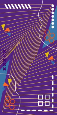 Çizgili ve Eğri Şekilli Soyut Geometrik Arkaplan. Organik Eğriler ve Çizgilerle Zarif Geometrik Arkaplan. Vektör Soyut Arkaplan Çizgileri, Eğriler ve Dekoratif Mozaik Şekiller