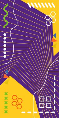 Çizgili ve Eğri Şekilli Soyut Geometrik Arkaplan. Organik Eğriler ve Çizgilerle Zarif Geometrik Arkaplan. Vektör Soyut Arkaplan Çizgileri, Eğriler ve Dekoratif Mozaik Şekiller