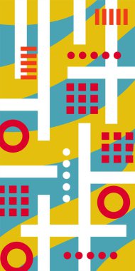 Yaratıcı Soyut Arkaplan Çizgileri, Eğriler ve Parçalı Geometrik Sanat. Soyut Geometrik Kolaj Karışık Çizgiler ve Eğri Şekiller. Poster veya sosyal medya için soyut arkaplan.