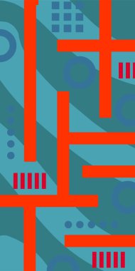 Yaratıcı Soyut Arkaplan Çizgileri, Eğriler ve Parçalı Geometrik Sanat. Soyut Geometrik Kolaj Karışık Çizgiler ve Eğri Şekiller. Poster veya sosyal medya için soyut arkaplan.