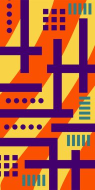 Yaratıcı Soyut Arkaplan Çizgileri, Eğriler ve Parçalı Geometrik Sanat. Soyut Geometrik Kolaj Karışık Çizgiler ve Eğri Şekiller. Poster veya sosyal medya için soyut arkaplan.