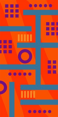 Yaratıcı Soyut Arkaplan Çizgileri, Eğriler ve Parçalı Geometrik Sanat. Soyut Geometrik Kolaj Karışık Çizgiler ve Eğri Şekiller. Poster veya sosyal medya için soyut arkaplan.