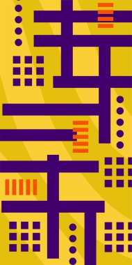 Yaratıcı Soyut Arkaplan Çizgileri, Eğriler ve Parçalı Geometrik Sanat. Soyut Geometrik Kolaj Karışık Çizgiler ve Eğri Şekiller. Poster veya sosyal medya için soyut arkaplan.