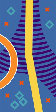 Yaratıcı Soyut Arkaplan Çizgileri, Eğriler ve Parçalı Geometrik Sanat. Soyut Geometrik Kolaj Karışık Çizgiler ve Eğri Şekiller. Poster veya sosyal medya için soyut arkaplan.