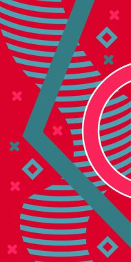 Yaratıcı Soyut Arkaplan Çizgileri, Eğriler ve Parçalı Geometrik Sanat. Soyut Geometrik Kolaj Karışık Çizgiler ve Eğri Şekiller. Poster veya sosyal medya için soyut arkaplan.