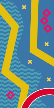 Yaratıcı Soyut Arkaplan Çizgileri, Eğriler ve Parçalı Geometrik Sanat. Soyut Geometrik Kolaj Karışık Çizgiler ve Eğri Şekiller. Poster veya sosyal medya için soyut arkaplan.