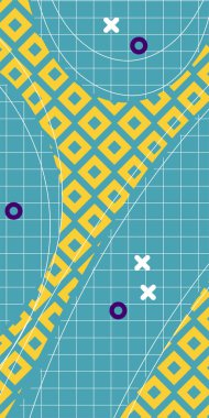 Soyut Geometrik Kolaj Karışık Çizgiler ve Eğri Şekiller. Yaratıcı Soyut Arkaplan Çizgileri, Eğriler ve Parçalı Geometrik Sanat. Poster veya sosyal medya için soyut arkaplan. 