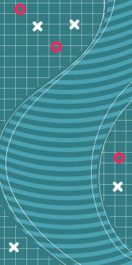 Soyut Geometrik Kolaj Karışık Çizgiler ve Eğri Şekiller. Yaratıcı Soyut Arkaplan Çizgileri, Eğriler ve Parçalı Geometrik Sanat. Poster veya sosyal medya için soyut arkaplan. 