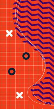 Soyut Geometrik Kolaj Karışık Çizgiler ve Eğri Şekiller. Yaratıcı Soyut Arkaplan Çizgileri, Eğriler ve Parçalı Geometrik Sanat. Poster veya sosyal medya için soyut arkaplan. 