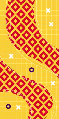 Soyut Geometrik Kolaj Karışık Çizgiler ve Eğri Şekiller. Yaratıcı Soyut Arkaplan Çizgileri, Eğriler ve Parçalı Geometrik Sanat. Poster veya sosyal medya için soyut arkaplan. 