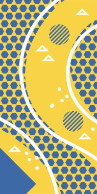 Soyut Geometrik Kolaj Karışık Çizgiler ve Eğri Şekiller. Soyut Geometrik Arkaplan Çizgileri, Eğriler, Mozaik Şekiller Vektör Sanatı. Poster veya sosyal medya için soyut arkaplan.