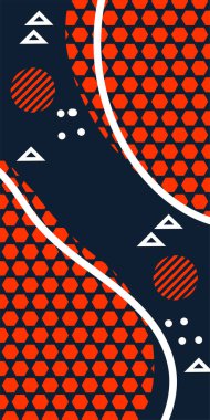 Soyut Geometrik Kolaj Karışık Çizgiler ve Eğri Şekiller. Soyut Geometrik Arkaplan Çizgileri, Eğriler, Mozaik Şekiller Vektör Sanatı. Poster veya sosyal medya için soyut arkaplan.