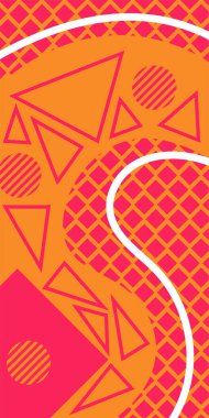 Soyut Geometrik Kolaj Karışık Çizgiler ve Eğri Şekiller. Soyut Geometrik Arkaplan Çizgileri, Eğriler, Mozaik Şekiller Vektör Sanatı. Poster veya sosyal medya için soyut arkaplan.