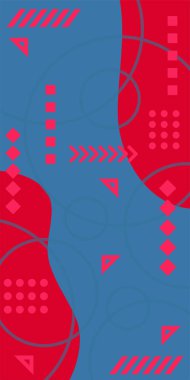 Soyut Geometrik Kolaj Karışık Çizgiler ve Eğri Şekiller. Soyut Geometrik Arkaplan Çizgileri, Eğriler, Mozaik Şekiller Vektör Sanatı. Poster veya sosyal medya için soyut arkaplan.