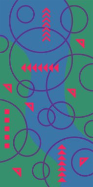 Soyut Geometrik Kolaj Karışık Çizgiler ve Eğri Şekiller. Soyut Geometrik Arkaplan Çizgileri, Eğriler, Mozaik Şekiller Vektör Sanatı. Poster veya sosyal medya için soyut arkaplan.