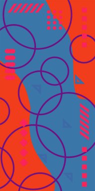 Soyut Geometrik Kolaj Karışık Çizgiler ve Eğri Şekiller. Soyut Geometrik Arkaplan Çizgileri, Eğriler, Mozaik Şekiller Vektör Sanatı. Poster veya sosyal medya için soyut arkaplan.