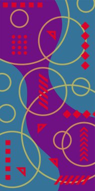 Soyut Geometrik Kolaj Karışık Çizgiler ve Eğri Şekiller. Soyut Geometrik Arkaplan Çizgileri, Eğriler, Mozaik Şekiller Vektör Sanatı. Poster veya sosyal medya için soyut arkaplan.