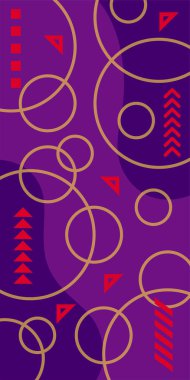 Soyut Geometrik Kolaj Karışık Çizgiler ve Eğri Şekiller. Soyut Geometrik Arkaplan Çizgileri, Eğriler, Mozaik Şekiller Vektör Sanatı. Poster veya sosyal medya için soyut arkaplan.