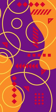 Soyut Geometrik Kolaj Karışık Çizgiler ve Eğri Şekiller. Soyut Geometrik Arkaplan Çizgileri, Eğriler, Mozaik Şekiller Vektör Sanatı. Poster veya sosyal medya için soyut arkaplan.