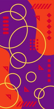 Soyut Geometrik Kolaj Karışık Çizgiler ve Eğri Şekiller. Soyut Geometrik Arkaplan Çizgileri, Eğriler, Mozaik Şekiller Vektör Sanatı. Poster veya sosyal medya için soyut arkaplan.