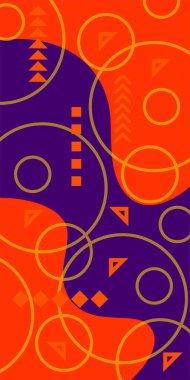 Soyut Geometrik Kolaj Karışık Çizgiler ve Eğri Şekiller. Soyut Geometrik Arkaplan Çizgileri, Eğriler, Mozaik Şekiller Vektör Sanatı. Poster veya sosyal medya için soyut arkaplan.