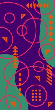 Vektör Soyut Arkaplan Çizgileri, Eğriler ve Dekoratif Mozaik Şekiller. Soyut Geometrik Arkaplan Çizgileri, Eğriler, Mozaik Şekiller Vektör Sanatı. Poster veya sosyal medya için soyut arkaplan.