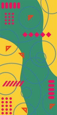 Vektör Soyut Arkaplan Çizgileri, Eğriler ve Dekoratif Mozaik Şekiller. Soyut Geometrik Arkaplan Çizgileri, Eğriler, Mozaik Şekiller Vektör Sanatı. Poster veya sosyal medya için soyut arkaplan.