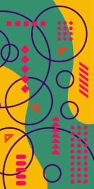 Vektör Soyut Arkaplan Çizgileri, Eğriler ve Dekoratif Mozaik Şekiller. Soyut Geometrik Arkaplan Çizgileri, Eğriler, Mozaik Şekiller Vektör Sanatı. Poster veya sosyal medya için soyut arkaplan.