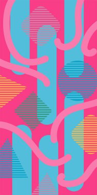 Vektör Soyut Arkaplan Çizgileri, Eğriler ve Dekoratif Mozaik Şekiller. Soyut Geometrik Arkaplan Çizgileri, Eğriler, Mozaik Şekiller Vektör Sanatı. Poster veya sosyal medya için soyut arkaplan.