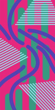 Vektör Soyut Arkaplan Çizgileri, Eğriler ve Dekoratif Mozaik Şekiller. Soyut Geometrik Arkaplan Çizgileri, Eğriler, Mozaik Şekiller Vektör Sanatı. Poster veya sosyal medya için soyut arkaplan.