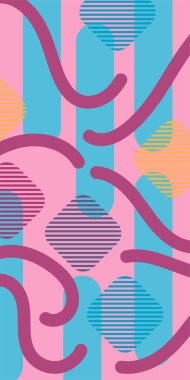 Vektör Soyut Arkaplan Çizgileri, Eğriler ve Dekoratif Mozaik Şekiller. Soyut Geometrik Arkaplan Çizgileri, Eğriler, Mozaik Şekiller Vektör Sanatı. Poster veya sosyal medya için soyut arkaplan.