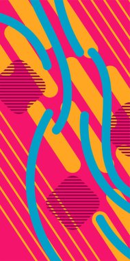 Vektör Soyut Arkaplan Çizgileri, Eğriler ve Dekoratif Mozaik Şekiller. Soyut Geometrik Arkaplan Çizgileri, Eğriler, Mozaik Şekiller Vektör Sanatı. Poster veya sosyal medya için soyut arkaplan.