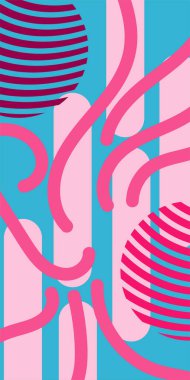 Vektör Soyut Arkaplan Çizgileri, Eğriler ve Dekoratif Mozaik Şekiller. Soyut Geometrik Arkaplan Çizgileri, Eğriler, Mozaik Şekiller Vektör Sanatı. Poster veya sosyal medya için soyut arkaplan.