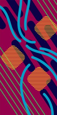 Soyut Geometrik Arkaplan Çizgileri, Eğriler, Mozaik Şekiller Vektör Sanatı. Soyut Geometrik Kolaj Karışık Çizgiler ve Eğri Şekiller. Poster veya sosyal medya için soyut arkaplan.