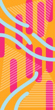 Soyut Geometrik Arkaplan Çizgileri, Eğriler, Mozaik Şekiller Vektör Sanatı. Soyut Geometrik Kolaj Karışık Çizgiler ve Eğri Şekiller. Poster veya sosyal medya için soyut arkaplan.