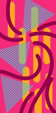 Soyut Geometrik Arkaplan Çizgileri, Eğriler, Mozaik Şekiller Vektör Sanatı. Soyut Geometrik Kolaj Karışık Çizgiler ve Eğri Şekiller. Poster veya sosyal medya için soyut arkaplan.