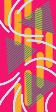 Soyut Geometrik Arkaplan Çizgileri, Eğriler, Mozaik Şekiller Vektör Sanatı. Soyut Geometrik Kolaj Karışık Çizgiler ve Eğri Şekiller. Poster veya sosyal medya için soyut arkaplan.