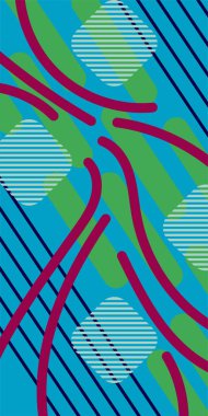 Soyut Geometrik Arkaplan Çizgileri, Eğriler, Mozaik Şekiller Vektör Sanatı. Soyut Geometrik Kolaj Karışık Çizgiler ve Eğri Şekiller. Poster veya sosyal medya için soyut arkaplan.