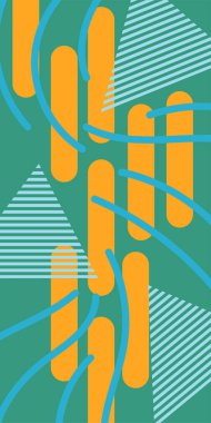 Soyut Geometrik Arkaplan Çizgileri, Eğriler, Mozaik Şekiller Vektör Sanatı. Soyut Geometrik Kolaj Karışık Çizgiler ve Eğri Şekiller. Poster veya sosyal medya için soyut arkaplan.