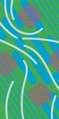 Soyut Geometrik Arkaplan Çizgileri, Eğriler, Mozaik Şekiller Vektör Sanatı. Soyut Geometrik Kolaj Karışık Çizgiler ve Eğri Şekiller. Poster veya sosyal medya için soyut arkaplan.