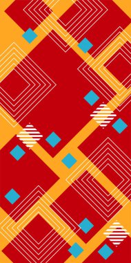 Soyut Geometrik Arkaplan Çizgileri, Eğriler, Mozaik Şekiller Vektör Sanatı. Soyut Geometrik Kolaj Karışık Çizgiler ve Eğri Şekiller. Poster veya sosyal medya için soyut arkaplan.