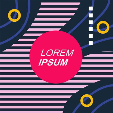 Soyut Geometrik Arkaplan Çizgileri, Eğriler, Mozaik Şekiller Vektör Sanatı. Soyut Geometrik Kolaj Karışık Çizgiler ve Eğri Şekiller. Poster veya sosyal medya için soyut arkaplan.