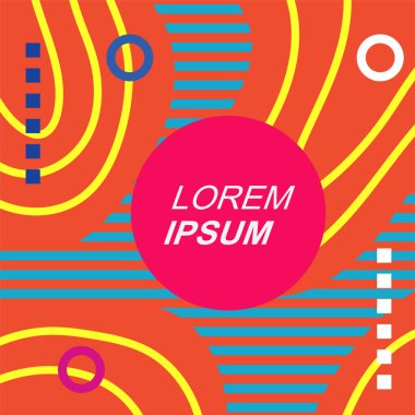 Soyut Geometrik Arkaplan Çizgileri, Eğriler, Mozaik Şekiller Vektör Sanatı. Soyut Geometrik Kolaj Karışık Çizgiler ve Eğri Şekiller. Poster veya sosyal medya için soyut arkaplan.