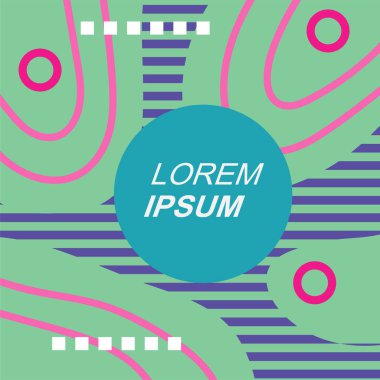 Soyut Geometrik Arkaplan Çizgileri, Eğriler, Mozaik Şekiller Vektör Sanatı. Soyut Geometrik Kolaj Karışık Çizgiler ve Eğri Şekiller. Poster veya sosyal medya için soyut arkaplan.