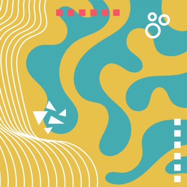 Soyut Geometrik Arkaplan Çizgileri, Eğriler, Mozaik Şekiller Vektör Sanatı. Soyut Geometrik Kolaj Karışık Çizgiler ve Eğri Şekiller. Poster veya sosyal medya için soyut arkaplan.