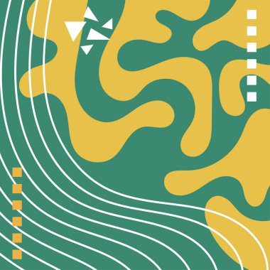 Soyut Geometrik Arkaplan Çizgileri, Eğriler, Mozaik Şekiller Vektör Sanatı. Soyut Geometrik Kolaj Karışık Çizgiler ve Eğri Şekiller. Poster veya sosyal medya için soyut arkaplan.